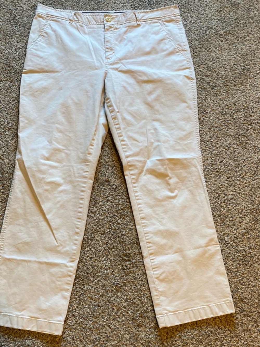 L.L. Bean Women’s Straight-Leg Chino Jeans in Cream Size 14P
